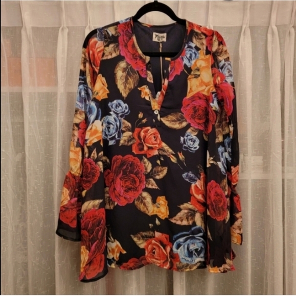 Show Me Your Mumu Long Sleeve Shirt Floral Flowy Size Small NWT - Picture 3 of 10